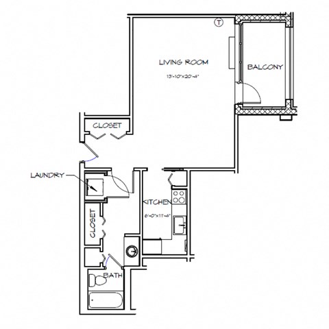 a floor plan of a house with a bedroom and a living room